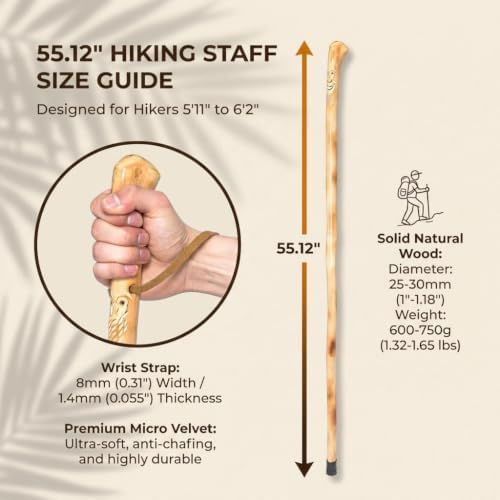FOREST PILOT Root Head Wooden Walking Stick with Old Man Face Carving(Nature Color, 55 Inches, 1 Piece