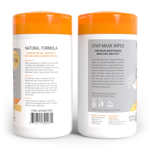AWOW Scented CPAP Wipes CPAP Mask Cleaner for Daily CPAP/BiPAP Mask Maintenance, 100% Cotton Safe on CPAP Masks