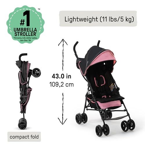 Ingenuity 3D Mini Convenience Stroller – Lightweight Stroller with Compact Fold, Multi-Position Recline, Canopy with Pop Out Sun Visor – Umbrella Stroller for Travel & More, Blue/Black