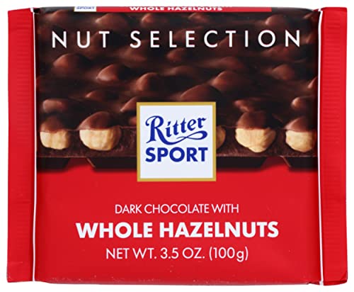 Ritter Sport Chocolate Bars with Nuts (Dark Chocolate with Hazelnuts, 3.5 Ounce (Pack of 10))
