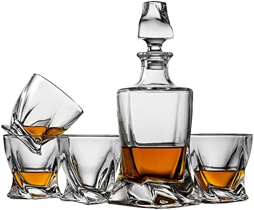 Whiskey Globe Decanter Set with 2 Glasses in Gift Box - Whiskey decanter for Liquor, Whiskey, Brandy, Gin, Rum, Tequila, Vodka