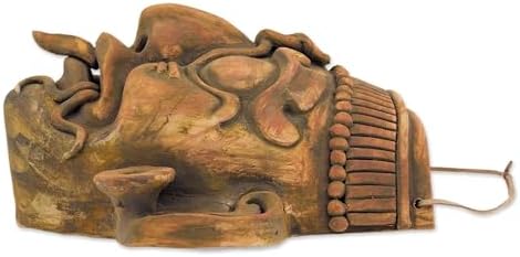 NOVICA Artisan Handmade Ceramic Mask Maya God of Sun Wall Replica Crafted by Mexico 'Maya Lord Kinich Aha'