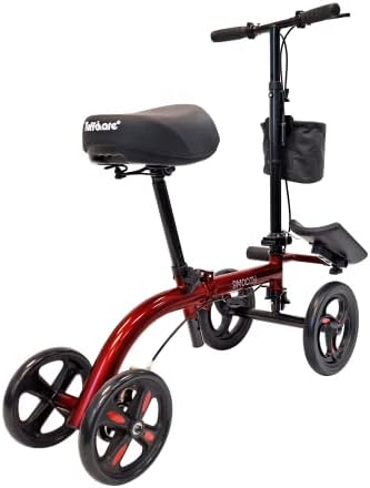 Smooth Seated Knee Scooter, Slow Propelled Steerable Mobility Knee Walker Crutches, Wheelchair Alternative with Dual Brakes