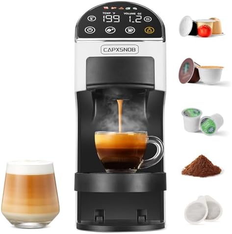Magician2 5-in-1 Mini Coffee Maker & Machine | 20 Bar, LED Touch, 42oz Tank | Fits K Cup/Nespresso/Dolce Gusto & ESE Pods, Touchscreen & Pods Recognition, Adjustable Temp/Volume, For Kitchen/Office/Dorm