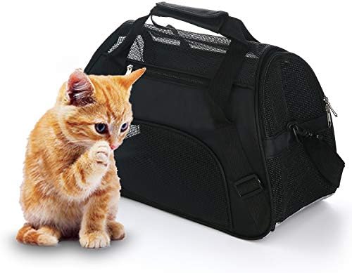 MuchL Cat Carrier for Cats Soft-Sided Travel Pat Carrier for Cat with Wooden Padding Board Airline Approved Lightweight Comfortable Cat Bag for