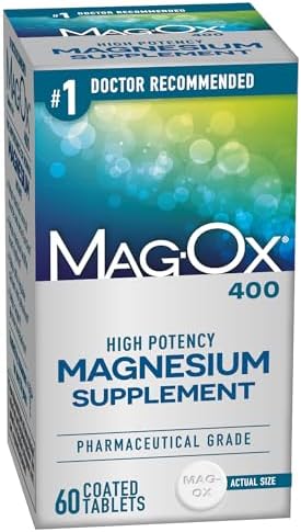 Mag-Ox Magnesium Supplement, Pharmaceutical Grade Magnesium Oxide 483mg, Most Concentrated Form of Magnesium, 120 Tablets