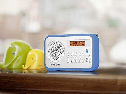 Sangean PR-D18BU AM /FM / Portable Digital Radio with Protective Bumper (White/Blue)