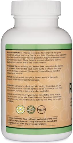 Rhodiola Rosea 500mg, Standardized, Stress, Focus + Energy, 120 Capsules