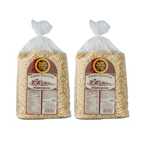 Amish Country Popcorn | 2 lb Bag | Baby White Popcorn Kernels | Small and Tender | Old Fashioned, Non-GMO and Gluten Free (Baby White - 2 lb Bag)