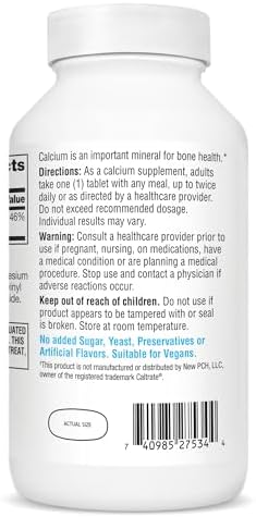 21st Century Calcium 600mg Tablets, Bone Strength Support, 75 Count | Calcium Carbonate 600 mg, Compare VS. Caltrate® 600, Bone Strength & Density Support, Vegan-Friendly, Non-GMO, Gluten Free