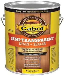 Cabot Stains 0306 Exterior Stain, Semi-Transparent Oil with Neutral Base, 1 Gallon