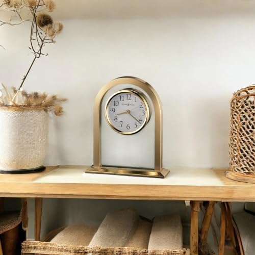 Howard Miller Imperial Brass Quartz Table Clock – Polished Finish, Glass Face – Mantel Clock for Home or Office, Gift for Wedding, Anniversary