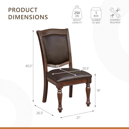 Lordsburg Dining Room Chairs Set of 2, Classic Traditional Dining Chairs For Kitchen, Solid Wood Frame, Solid Back, Armless Side, Cherry Finish