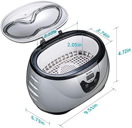 Ukoke UUC06S Ultrasonic Cleaner, Professional Jewelry Cleaner for Eyeglasses, Rings and Watches, 42kHz Portable Sonic Cleaner with 600ml Capacity Stainless Steel Tank