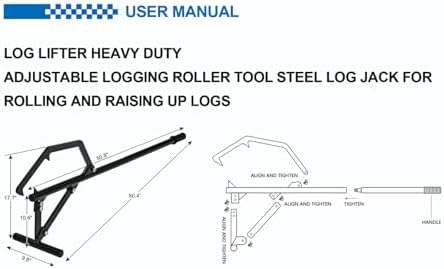 Faeshoo Timberjack Log Roller Lifter, Adjustable Logging Tools Log Rollers Cant Hook, Heavy Duty Steel Log Jack for Rolling Logs Ups to 25" in Dia