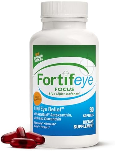 Fortifeye Focus Eye Care Supplement 30 Softgel Capsules - Triple Carotenoid Including Astaxanthin, Lutein, and Zeaxanthin Supplements, Eye Vitamins, Supports Eyes Fatigue and Blue Light Protection