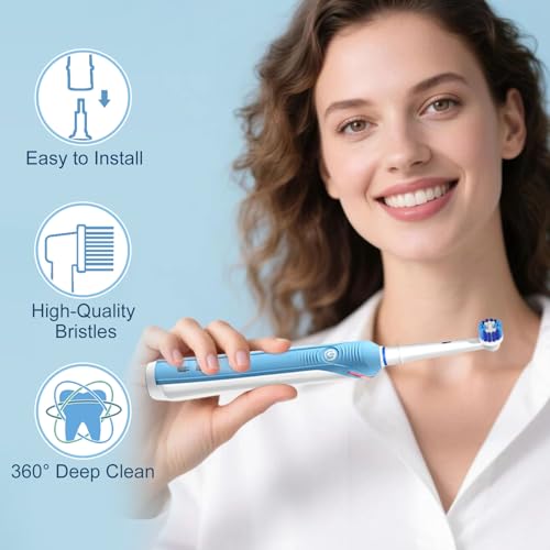 16 Pack Precision Replacement Brush Heads Compatible with Oral B Braun Electric Toothbrush. 8pcs White and 8pcs Black.