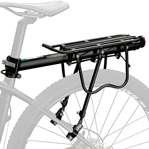 ROCKBROS Rear Bike Rack Quick Release Bike Cargo Rack for Luggage Commuting | Easy to install,heavy duty steel,red reflector,side protection,quick release system,rear back pannier rack with intructions