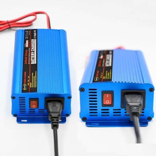 Unocho 24V 5A Battery Charger Maintainer 4-Stage Smart Lead-Acid Charger with 3-Pin XLR Connector Power Switch and LED Display for Wheelchairs Mobility Scooters AGM Gel SLA VRLA