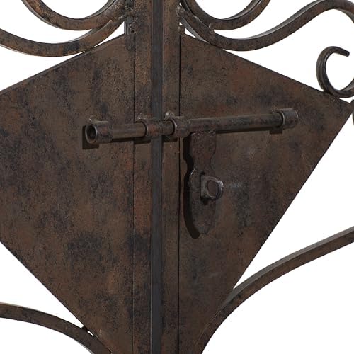 Deco 79 Metal Indoor Outdoor Garden Arbor, 78" x 14" x 94", Matte Bronze | Elevate patios and gardens, metal garden arch trellis, metal trellis for climbing plants outdoor, double doors, scroll latch