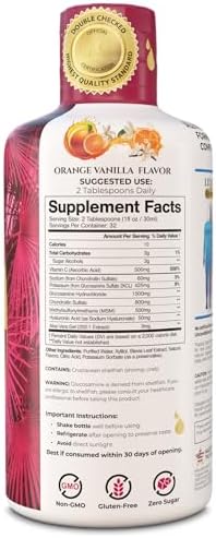 Joint Complete Premium Plus - Liquid Joint Supplement w/Glucosamine, Chondroitin, MSM Plus 800mg Turmeric – 98% Max Absorption – 32oz, 32 serv