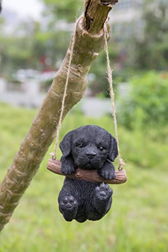 Hi-Line Gift Ltd Hanging Black Lab Puppy Resin Statue, Realistic Animal, 4.2 x 4 x 5 inches, Home & Garden Decor, Gift for Dog Lovers