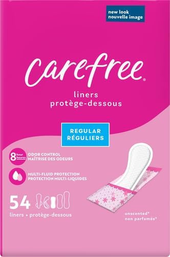 Carefree Panty Liners for Women, Regular, Wrapped, Unscented, 54 ct
