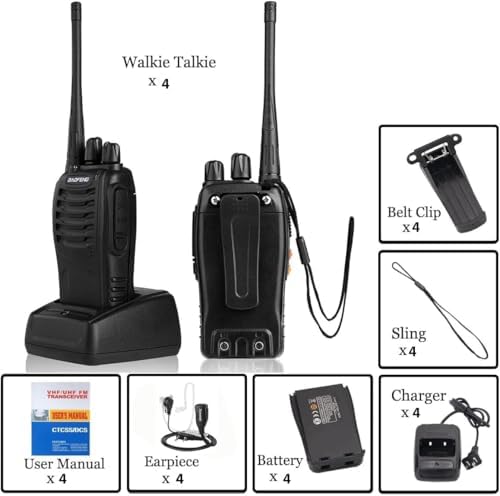 BAOFENG BF-888S Walkie Talkies High-Performance Long Range Two Way Radios for Outdoor Adventures and Team Communication (Pack of 4)