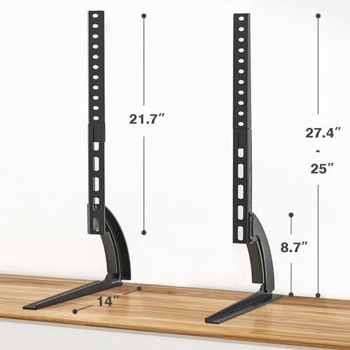 TAVR Universal Table Top TV Stand for 27-65 inch TVs Holds up to 88 lbs | Height Adjustable TV Legs, Strong TV Base, Max VESA 800x500mm, Black