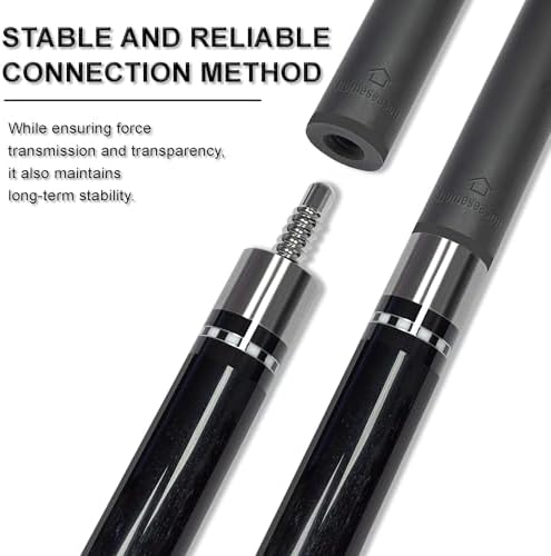HomeSeason 58inch Carbon Fiber Pool Cue Stick with Screw-in Extension and Leather Case, 18oz Low Deflection Professional Cue Stick for Billiards, 13mm Tip