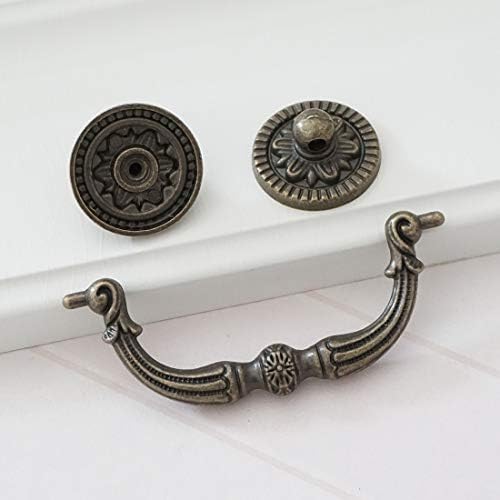 3" Vintage Look Drop Bail Dresser Drawer Pulls Handles Knob Antique Bronze Rustic Cabinet Door Knobs Handle Pull 76 (1, 3" Hole Centers)