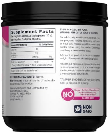 NeoCell Grassfed Collagen Peptides Powder | 7 oz | Unflavored | for Women and Men | Hair, Skin, & Nails