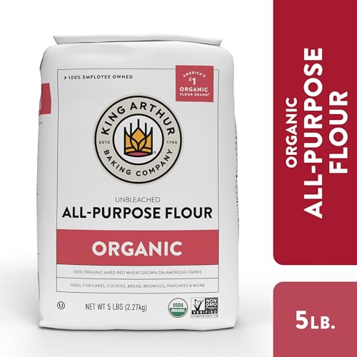 King Arthur 100% Organic All-Purpose Flour, Unbleached, 5 lb Bag - Non-GMO Project Verified, No Preservatives