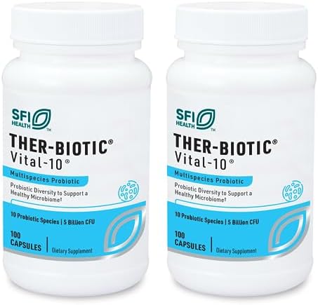 Klaire Labs SFI Health Ther-Biotic Vital 10, 100 Capsules | Support Gut Health, A Balanced Microbiome & Immune Function, Multistrain Probiotic with Lactobacillus, Bifidobacterium & More