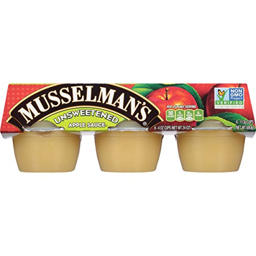 Musselman's Unsweetened Apple Sauce - low calorie, gluten free snack, low sodium, kosher, fat-free, no cholesterol, no high fructuse corn syrup, from 100% fresh American Grown Apples. (24oz x 12)