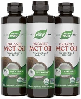Nature's Way Organic MCT Oil, Brain and Body Fuel*, Keto & Paleo, 16 Fl Oz | Liquid Coconut MCT Oil with C8 Caprylic & C10 Capric Acids, 14 g Medium Chain Triglycerides per Serving, Non-GMO