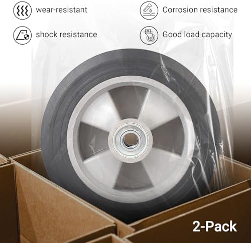AR-PRO 2-Pack 8" x 2" Solid Run-Flat Replacement Tire with 5/8" Axle & 2" Offset Hub for Hand Trucks Wheelbarrows Dollies Trolleys – Heavy-Duty