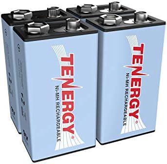 Tenergy 9V NiMH Battery, High Capacity 250mAh Rechargeable 9 Volt Batteries for Smoke Detector/Alarms, TENS Unit, Metal Detector, and More (4 Pack)