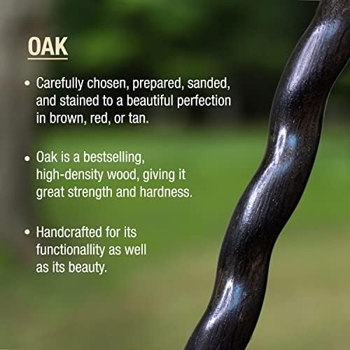 Brazos Handcrafted Wood Walking Cane, Twisted Oak, Derby Style Handle, for Men & Women, Made in The USA