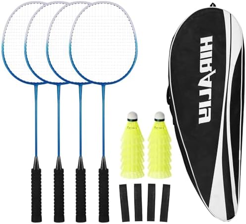 HIRALIY Badminton Rackets Includ 2/4 Rackets, 6/12 Birdies, 1 Carrying Bag