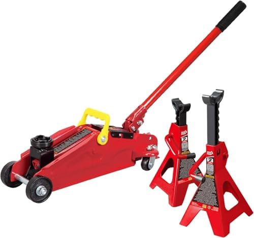 BIG RED Torin Hydraulic Trolley Floor Jack Combo with 2 Jack Stands, 2 Ton Capacity (T82001)
