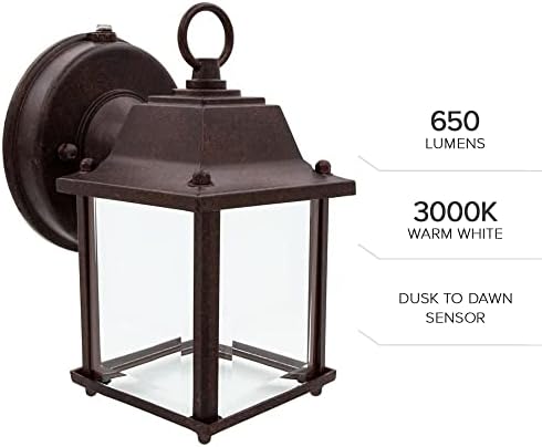 Maxxima LED Aged Bronze Outdoor Wall Light, Photocell, 650 Lumens 3000K