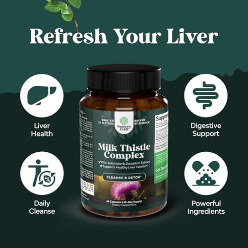 Liver Support Milk Thistle Supplement for Liver Cleanse Detox & Repair - Advanced Milk Thistle and Dandelion Root Supplement with Artichoke Extract