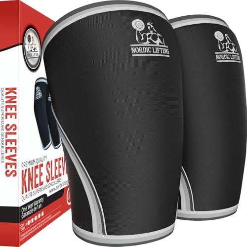 Neoprene Knee Sleeves for Weightlifting, Men, & Women, L | Knee sleeves for Weightlifting and Powerlifting – 7mm Neoprene Compression for Squats and Strength Training