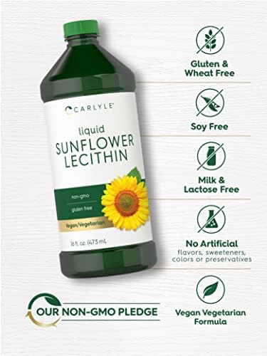 Carlyle Sunflower Lecithin Liquid | 16 fl oz (Pack of 2) | Vegan, Vegetarian, Non-GMO, Soy & Gluten Free Formula