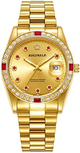 Reginald Mens Watches Hands Sapphire Full Gold Stainless Steel Quartz Dial Unisex Watch