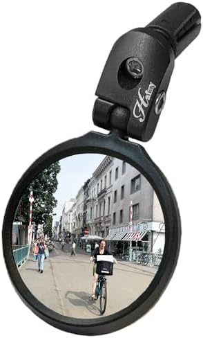Hafny Bike End Bike Mirror, Adjustable Convex Rear View Mirror for Bicycle, Clear HD Glass Lens, 360° Rotatable, Fits MTB Road E-Bike Scooter, HF-M951-FR03 (1pc Silver Glass, 62mm Dia)