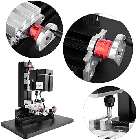 60W Mini Milling Machine, 12000RPM DIY Soft Metal Processing Woodworking Lathe, Multifunction Worktable Power Miller, 12VDC, 310x190x280mm