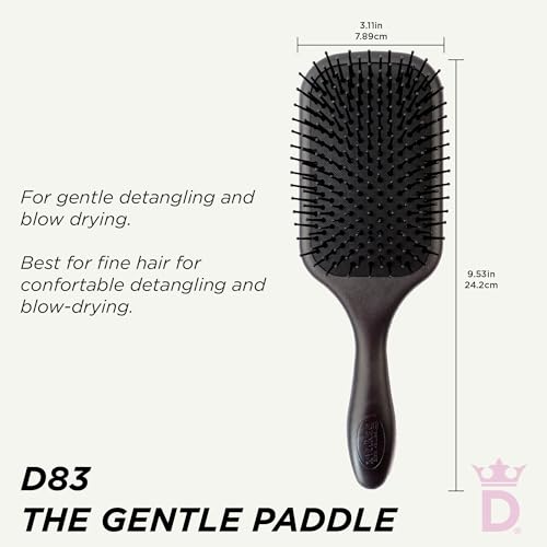 Denman Gentle Paddle Hairbrush for Comfortable Detangling, Blowdrying and Styling