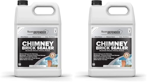 MasonryDefender Chimney Brick Sealer, Clear Water-Based Siloxane Sealer - Breathable Waterproofer For All Exterior, Vertical Masonry Surfaces - 1 Gal